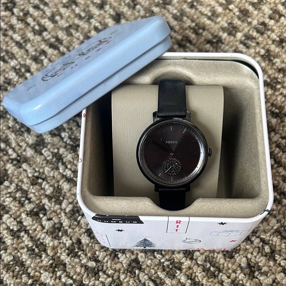 Fossil Black Leather Watch